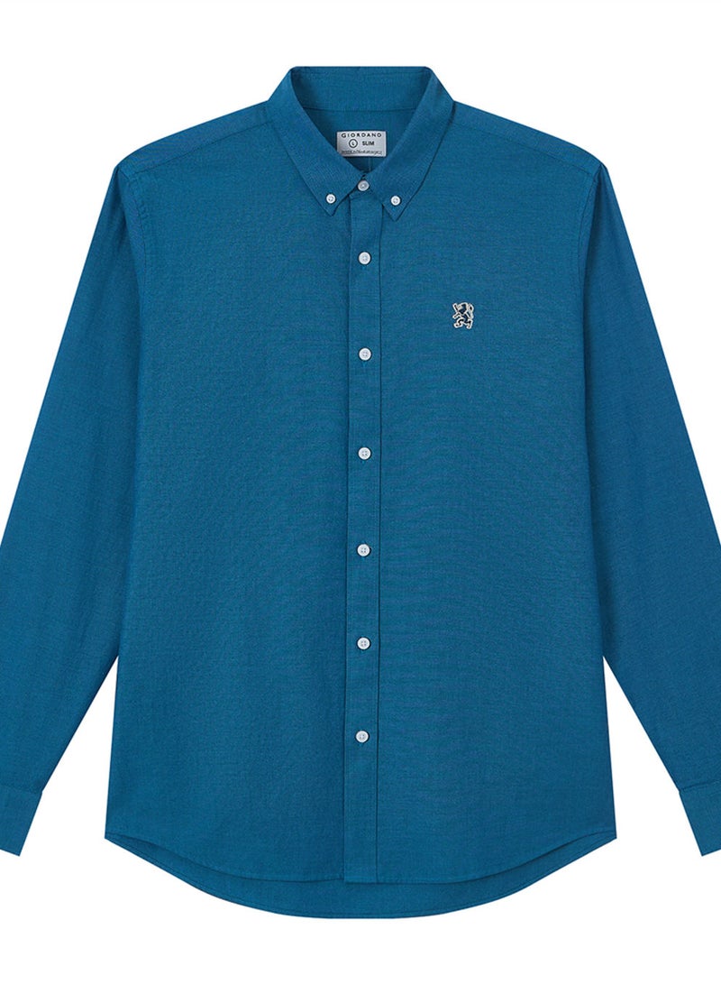 GIORDANO Men’s Cotton Slim Oxford Shirt with Embroidery - Image 3
